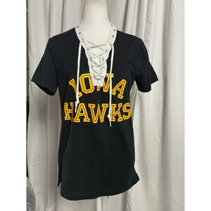 Women's PINK Victoria's Secret Iowa Hawks Short Sleeve Tee XS Black Yellow
